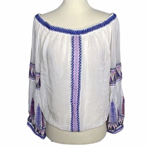 FREE PEOPLE FP embroidered off-shoulder peasant top size XS - Picture 1 of 11